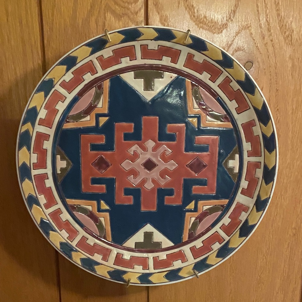 Geometric Multicolor Ceramic Wall Plate